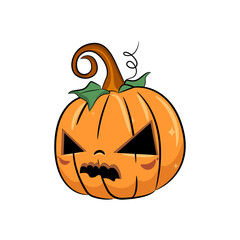 Happy halloween pumpkin on white background. Vector illustration.