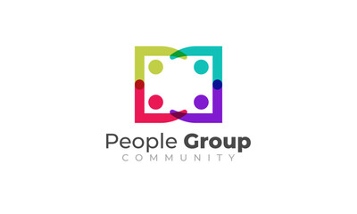Fototapeta premium People group together logo vector design