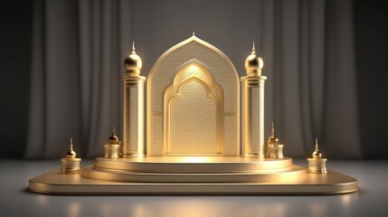 Fototapeta na wymiar 3d golden Islamic background,