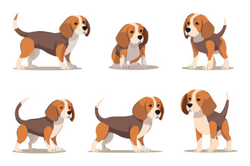 Set of dogs. Colorful cartoon artwork showcasing a variety of charming flat-design dogs in a beautifully designed atmosphere. Vector illustration.