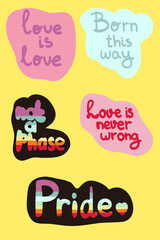 Stickers with lgbtq set hand drawn