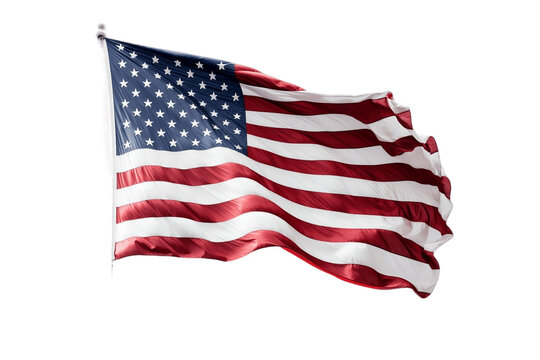 American Flag Fluttering on a Clear Transparent Background, Ai