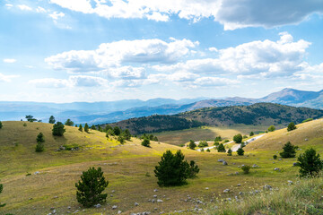 Views of Campo Imperatore, a high plateau in the province of L'Aquila, in the heart of the Gran Sasso and Monti della Laga National Park, Abruzzo, Italy