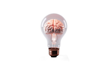 Brain Bulb on Transparent Background, Ai