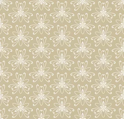 Fototapete Floral ornament. Seamless abstract classic background with flowers. Pattern with golden and white floral elements. Ornament for fabric, wallpaper and packaging © Fine Art Studio