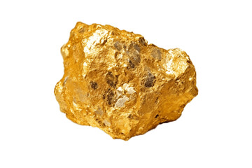 Isolated Gold Nugget on Transparent Background, AI