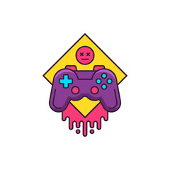 Gaming esport video game entertainment fun digital technology gamepad outline icon vector © provectors