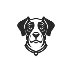 Dog pet domestic animal head muzzle in collar minimalist black monochrome logo vector
