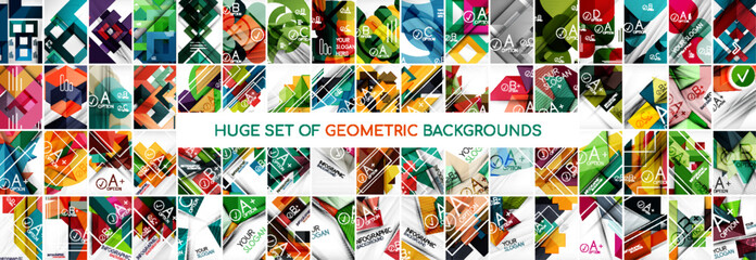Mega collection of geometric backgrounds. Abstract backgrounds bundle for wallpaper, banner, background, landing page, wall art, invitation, prints, posters