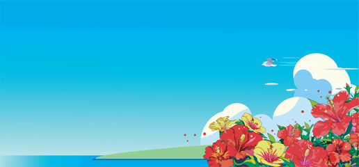 ハイビスカスの花が咲く南国のパラダイス © kawano