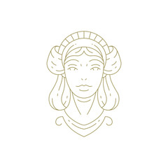 Beautiful dream woman face elegant hairstyle minimal line logo for beauty hairdresser salon vector