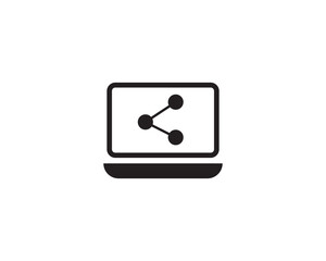 Computer monitor icon. Flat PC symbol. Vector illustration