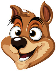 Brown Dog Face In Cartoon Style