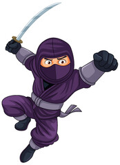 Ninja Jumping and Brandishing Sword © brgfx