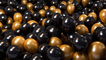 room filled with Golden and yellow balloons, birthday and party decoration