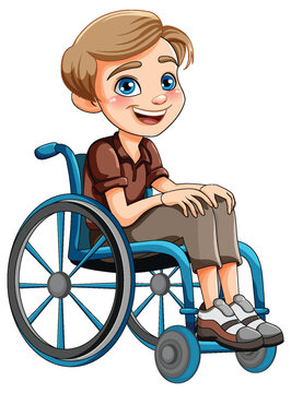 Disable man sitting on wheelchair