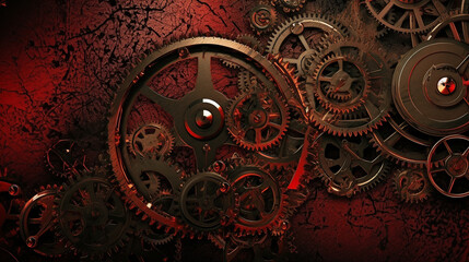 Fototapeta na wymiar clock background, generative, ai, red