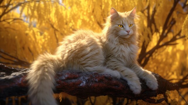 cat on the rock HD 8K wallpaper Stock Photographic Image
