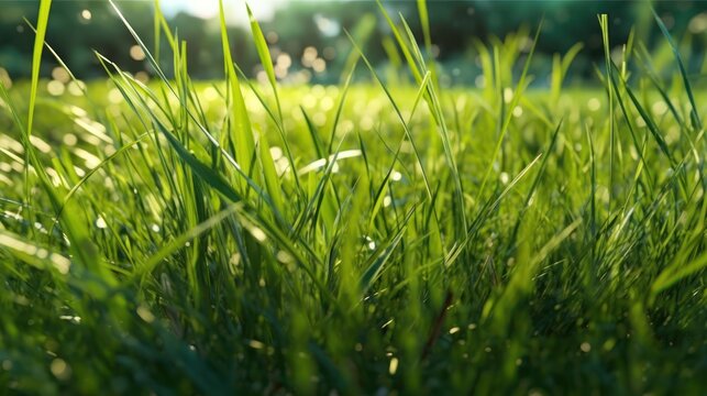 green grass and sun HD 8K wallpaper Stock Photographic Image
