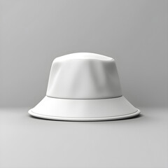 isolated white bucket hat. 3d rendering.