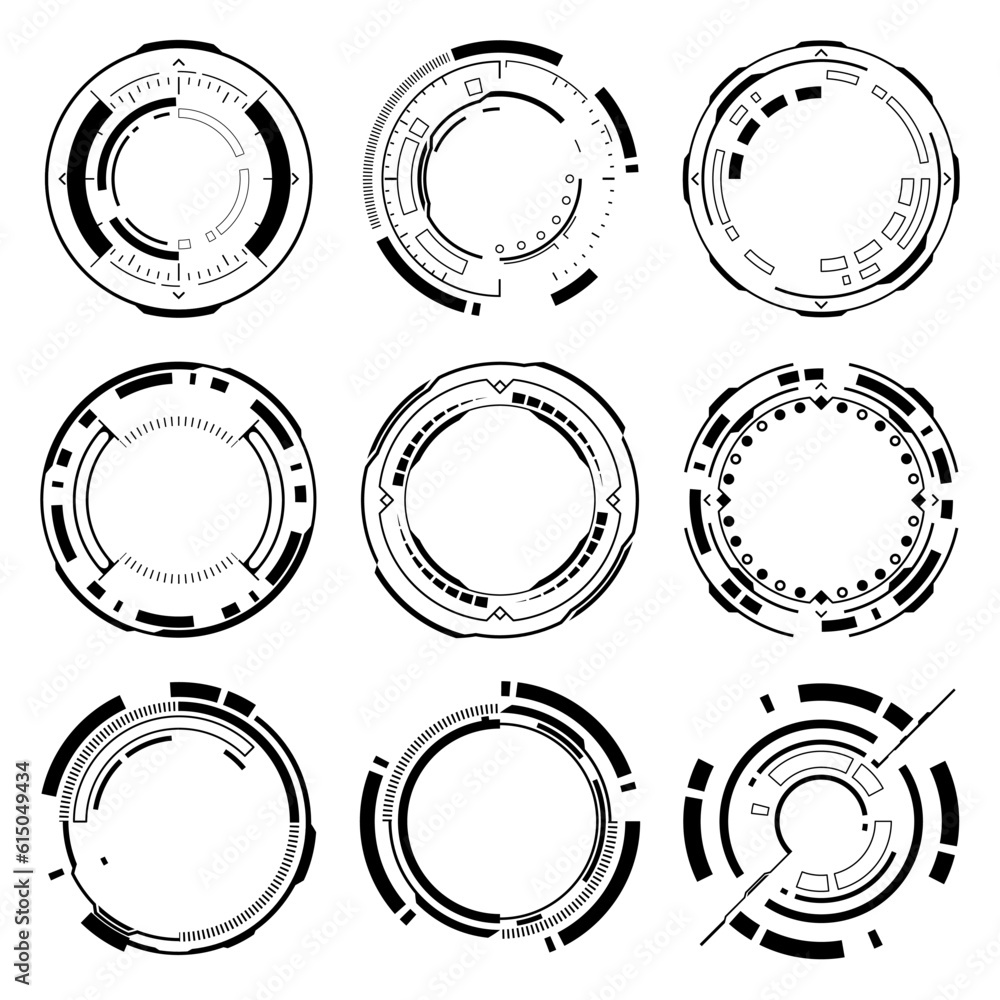 Poster vector futuristic circleframe sci fi element. hud focus sci-fi circular design.