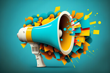 Advertising announce megaphone alert promotion - obrazy, fototapety, plakaty