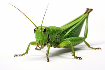 green grasshopper on white background. - obrazy, fototapety, plakaty