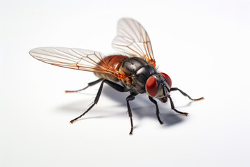 Obraz premium macro fly white background.