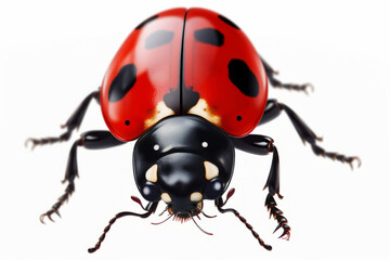 Naklejka premium closeup image of a ladybird on a white background.