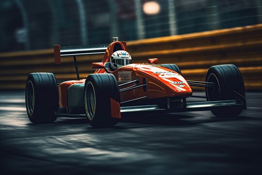 illustration,formula sports car racing on the race track,generative ai © Jorge Ferreiro