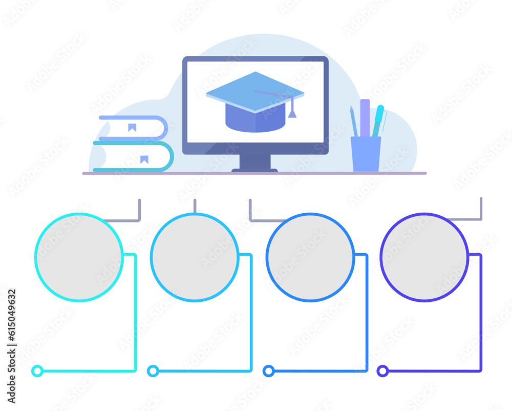 Poster digitalization of learning infographic chart design element set. abstract vector symbols for infocha