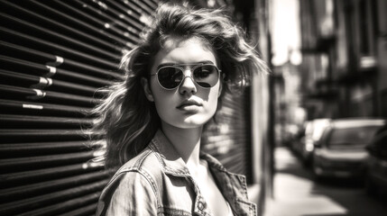 People of NY Street Photography. Summer in NYC; a diverse crowd of hipsters paint a black and white mosaic, each contributing their unique style and spirit. Generative AI