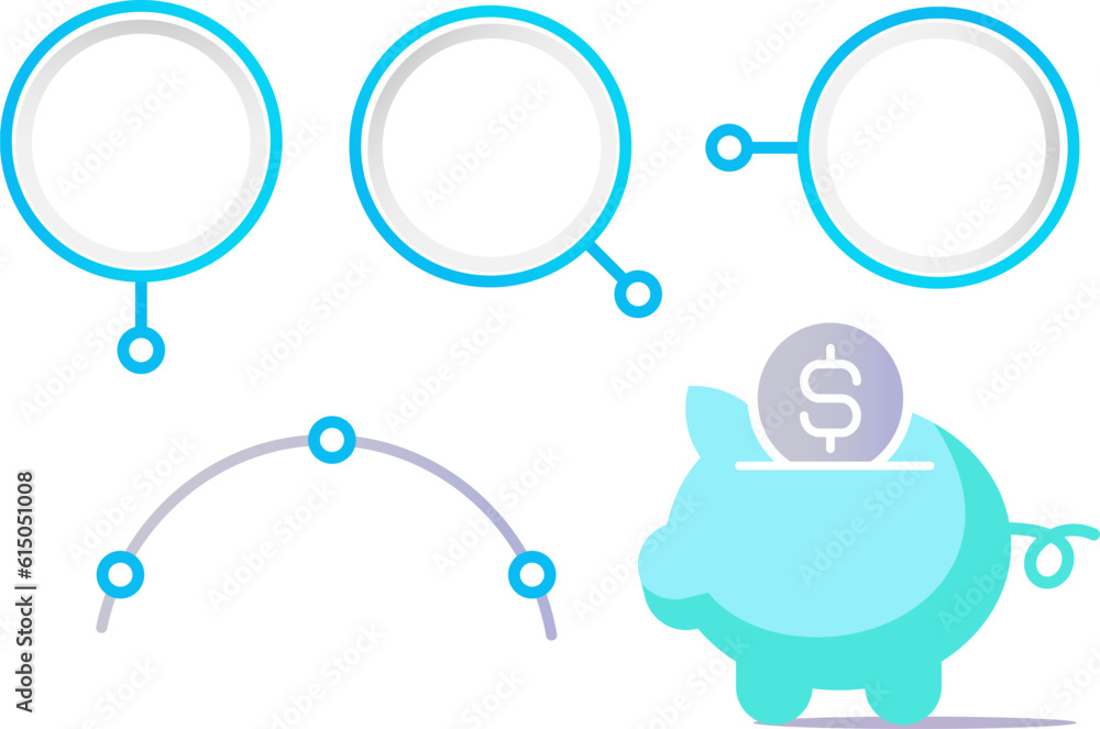 Poster Financial savvy person infographic chart design element set. Abstract vector symbols for infochart with blank copy spaces. Kit with shapes for instructional graphics. Visual data presentation