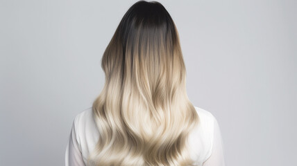 Fototapeta premium Colored hairs in ombre or balayage technic. Created with ai generative tools