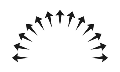 Radial Bursting Arrows Semicircle Silhouette Icon