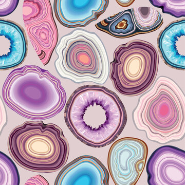 Vector seamless pattern with geode and agate cuts