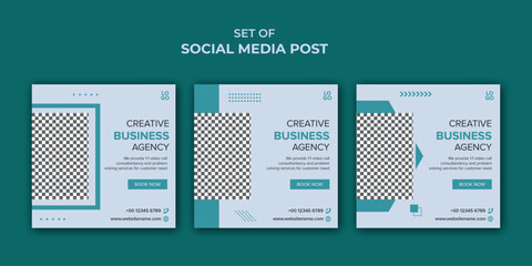Set of Creative Consultant Agency Social Media Posts. Free Vector Corporate Social Media Post Template