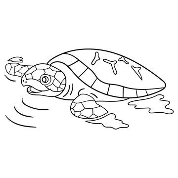 Dive into a world of imagination with this enchanting black-and-white turtle design. Perfect for coloring books, this playful artwork invites children to add vibrant colors.