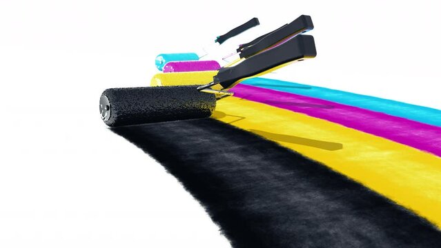 CMYK4色のペイントローラー_ループ