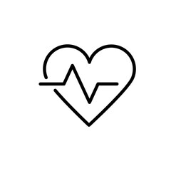 Heart Pulse Cardiogram icon. Outline Style Heartbeat Icon on White Background. Full Vector Illustration