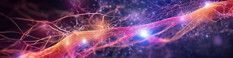 illustration, human brain showing neuron activation, website header, generative ai