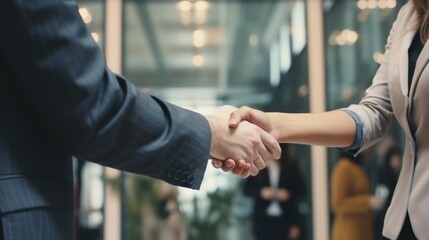 Bussines man and woman handshaking