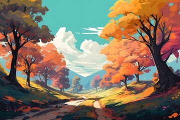 Obraz na płótnie Canvas Beautiful animated scenery, background. Generative AI