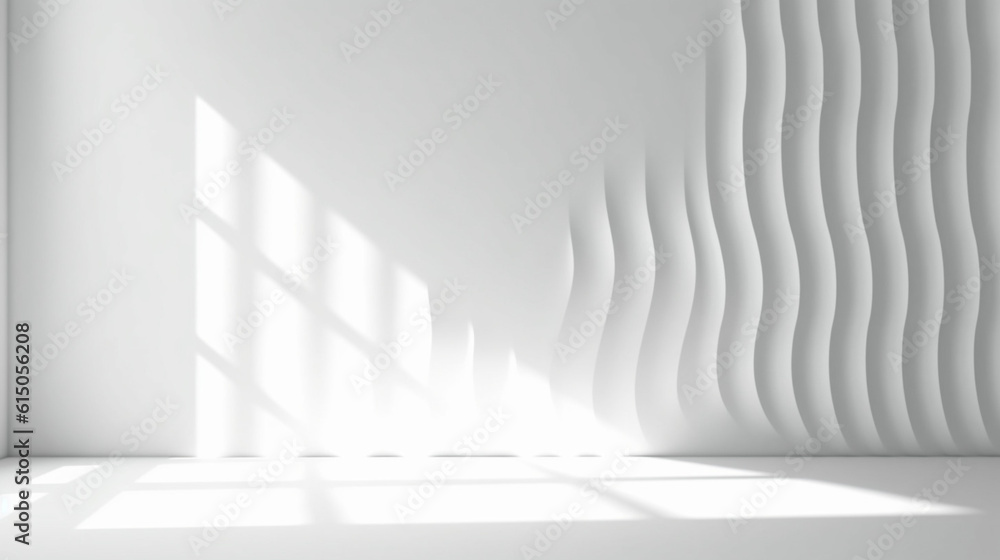 Poster white background abstract with shadow and light. product display podium generative ai.