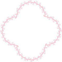 Quatrefoil Shape Spiral Frame Leaf Flower frame laurel wreath floral vector pink pastel decoration leaves botanical borders border framing pressed flowers background wedding valentine anniversary