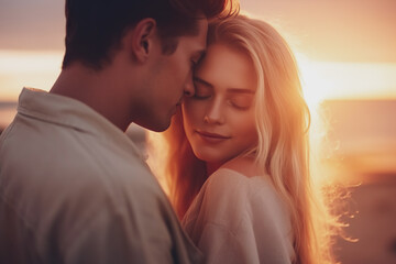 Image of young romantic couple in summer