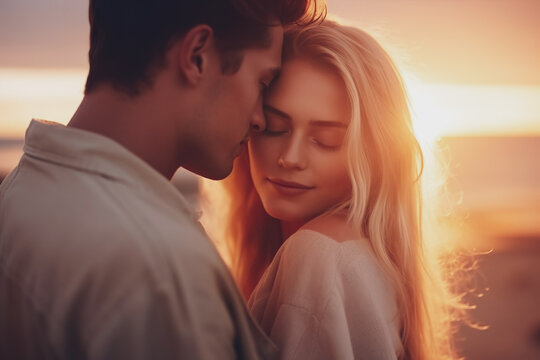 Image of young romantic couple in summer