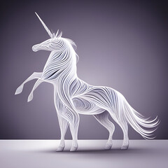 Naklejka na ściany i meble Illustration of a white unicorn created with AI generator