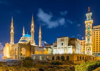 Mohammad Al-Amin mosque and Saint Georges Maronite Cathedral, Beirut, Lebanon