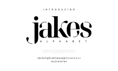 Jakes premium luxury elegant alphabet letters and numbers. Elegant wedding typography classic serif font decorative vintage retro. Creative vector illustration © designfourmonths